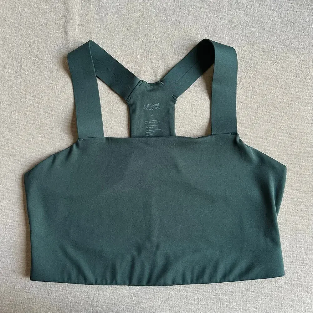 Girlfriend Collective Green Charlie Straight Neck Sports Bra